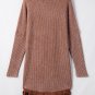Coffee Waffle Knit Fringed High Low Loose Top