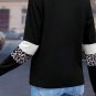White Leopard Colorblock Patchwork Crew Neck Long Sleeve Tee