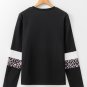 White Leopard Colorblock Patchwork Crew Neck Long Sleeve Tee