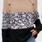 Black Cheetah Textured Patchwork Buttoned Round Neck T Shirt