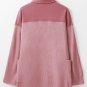 Pink Waffle Long Sleeve Collar Half Button Loose Top