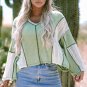 Grass Green Crochet Detail Exposed Seam High Low Loose Top