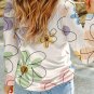 Beige Flower Print Crew Neck Long Sleeve T Shirt