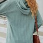 Mint Green Button Front Textured Drawstring Hooded Long Sleeve Top