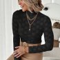 Black Floral Lace High Neck Long Sleeve Top