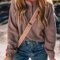 Chestnut Textured Knit Henley Long Sleeve Top