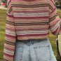 Rose Red Ethnic Striped Wide Cropped Long Sleeve Top