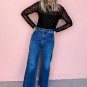 Black Mesh Bow Pattern Long Sleeve Top