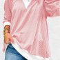 Peach Blossom Corded Colorblock Drop Shoulder Loose Top