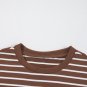 Coffee Striped Long Sleeve Round Neck Loose Top