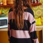 Pink Stripe Color Block Number 22 Print Game Day Loose Long Sleeve Top