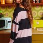 Pink Stripe Color Block Number 22 Print Game Day Loose Long Sleeve Top