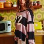 Pink Stripe Color Block Number 22 Print Game Day Loose Long Sleeve Top
