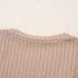 Straw Yellow Ribbed Knit V Neck Long Sleeve Slim Fit Top