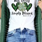 White Heart Leopard Clover Slogan Letters Graphic Tee