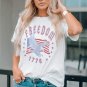White FREEDOM Eagle Flag Print 1776 Graphic Tee