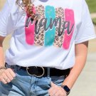 White Mama Leopard Brush Stroke Graphic Print T Shirt