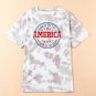 White Oversized Tie Dye AMERICA Graphic T Shirt with Distressing