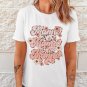 White Mama Flower Leopard Print Short Sleeve Graphic Tee