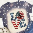 Blue Starlet Allover Bleached LOVE Sunflower Flag Graphic Tee