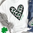 White Lucky Leopard Heart Print St Patricks Day T Shirt