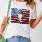 White Bull Skull American Flag Graphic Tee