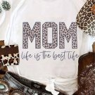 White MOM Life Is The Best Life Leopard Print Graphic T Shirt