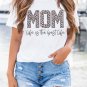 White MOM Life Is The Best Life Leopard Print Graphic T Shirt