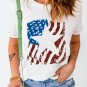 White American Flag Star Graphic Print Crew Neck T Shirt