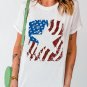 White American Flag Star Graphic Print Crew Neck T Shirt