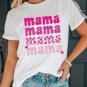 White Round Neck mama Graphic Casual Tee