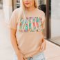 Khaki MOM Floral Letter Print T Shirt