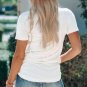 White Letters Graphic Print Crewneck Short Sleeve T Shirt