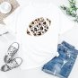 White Leopard Heart Shape Rugby Print Short Sleeve T Shirt