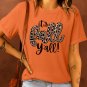 Orange Its Fall Yall Animal Print Casual T Shirt