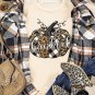 Khaki Thankful Pumpkin Plaid Print Crewneck Graphic Tee