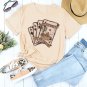 Khaki Western Poker Cards Graphic Print Short Sleeve T Shirt