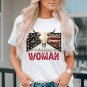 White American Woman Cow Skull Print Graphic T Shirt