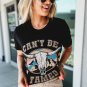 Black CAN'T BE TAMED Skull Western Graphic T Shirt