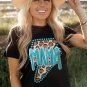 Black Western Fashion MAMA Leopard Lightening Graphic Tee