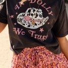 Gray WE TRUST IN DOLLY Western Fashion Graphic Tee