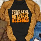 Black THANKFUL GRATEFUL BLESSED Crew Neck Graphic Tee