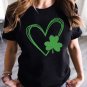Black Clover Heart Shaped Print O-neck Short Sleeve Tee
