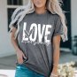 Gray LOVE everybody Graphic T Shirt