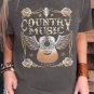 Gray COUNTRY MUSIC Guitar Graphic Print Short Sleeve T Shirt