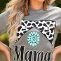 Gray Leopard Turquoise Bead Mama Graphic T Shirt