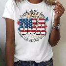 White USA Flag Slogan Graphic T Shirt