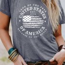 Gray United States Of America Flag Graphic Print T Shirt