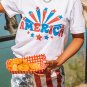 White AMERICA Star Graphic Round Neck Tee