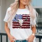White Bull Skull American Flag Graphic Tee